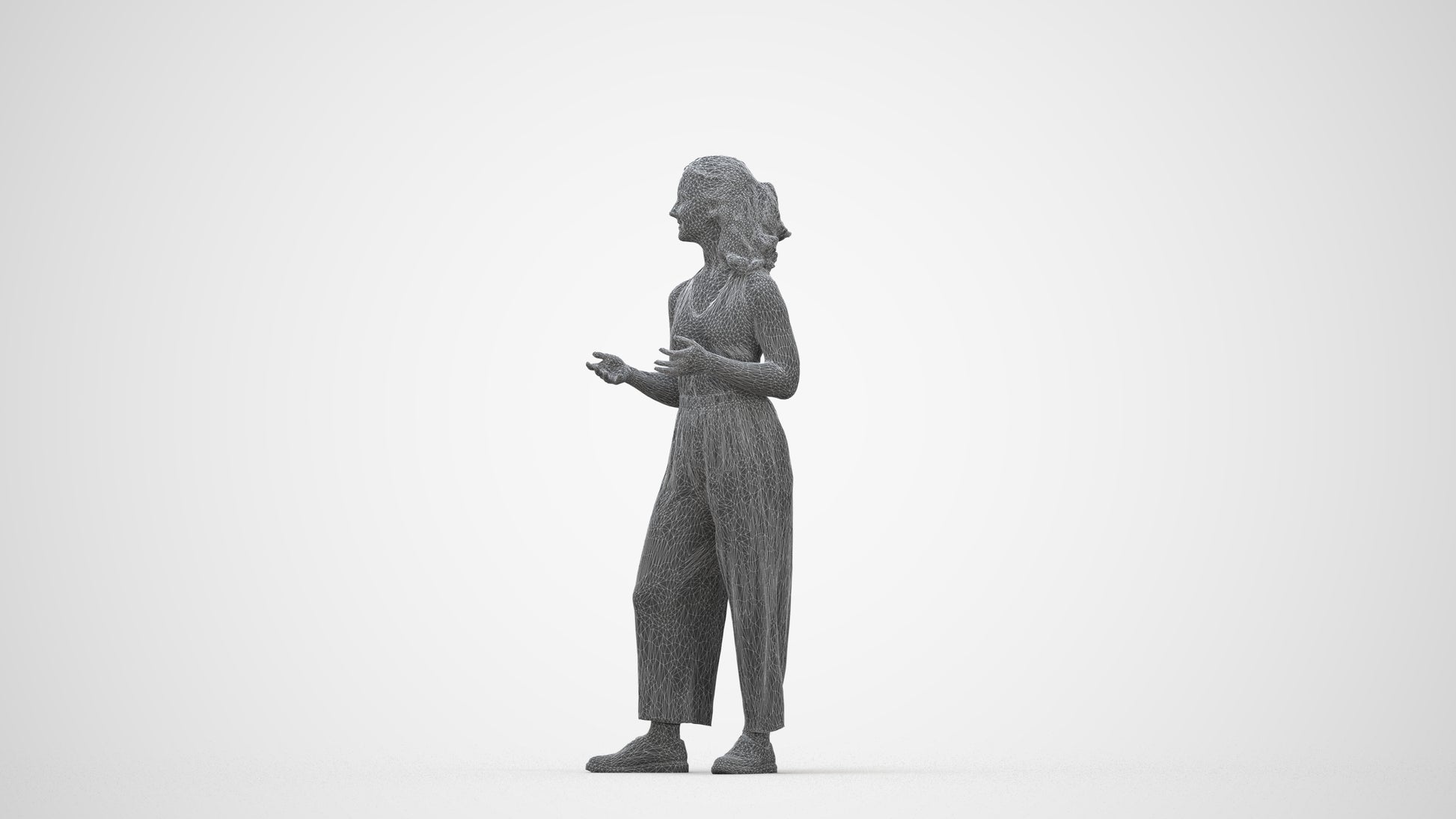 realistic 3D people girl casual kids, render-ready for V-Ray and Corona, FBX OBJ, wireframe back view