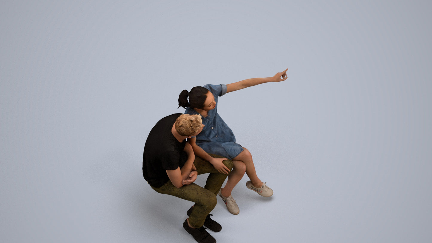 scanned 3D woman casual business, photogrammetry people for Enscape and V-Ray, back view render