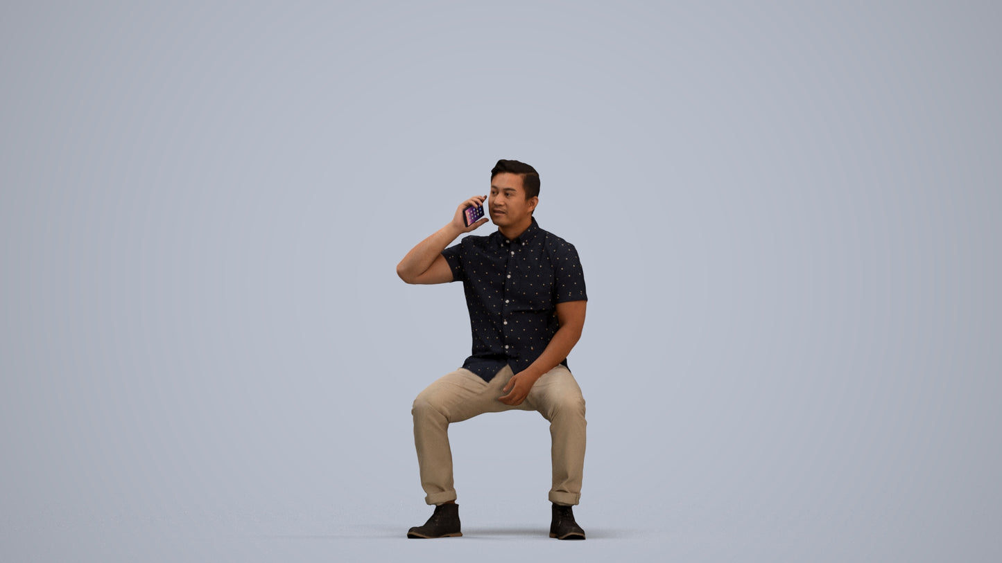 3D human model man business, photogrammetry scanned person for archviz, standing pose render