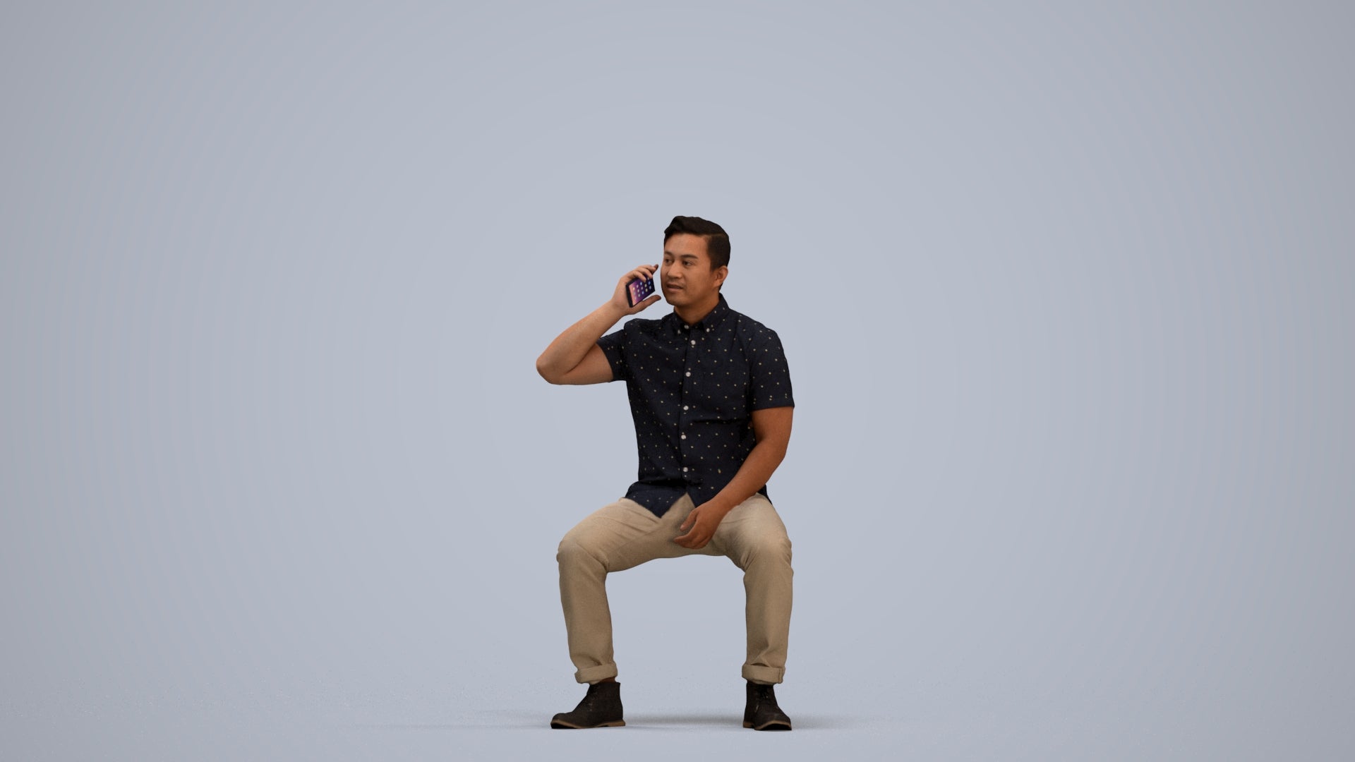 3D human model man business, photogrammetry scanned person for archviz, standing pose render