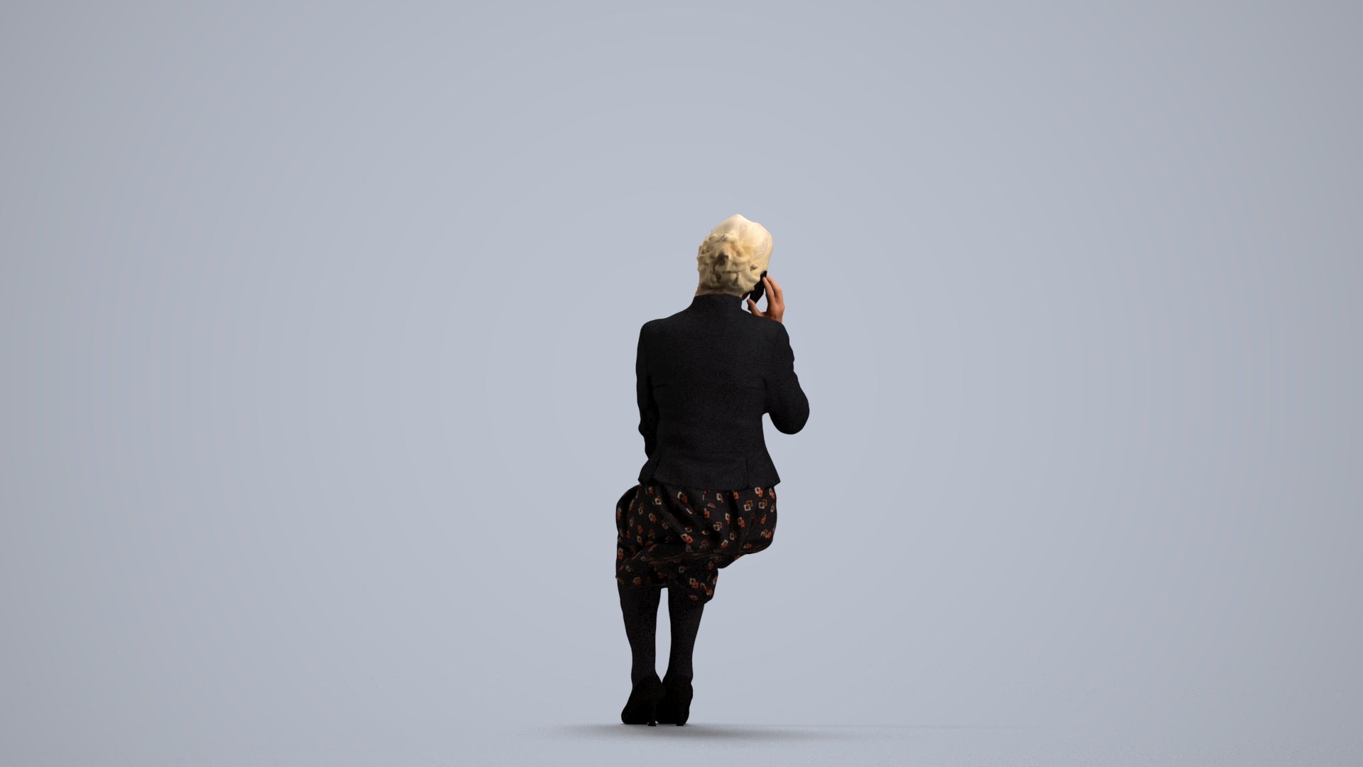 realistic 3D human senior woman business, archviz people FBX OBJ for Blender, front view render