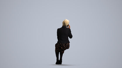 realistic 3D human senior woman business, archviz people FBX OBJ for Blender, front view render