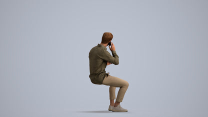 realistic 3D people man casual sitting, render-ready for V-Ray and Corona, FBX OBJ, front view render