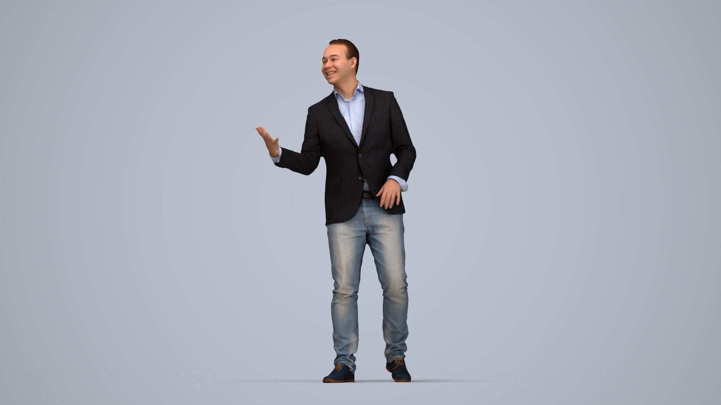 realistic 3D human man business, archviz people FBX OBJ for Blender, top-down view render