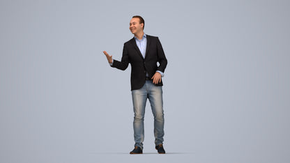 realistic 3D human man business, archviz people FBX OBJ for Blender, top-down view render