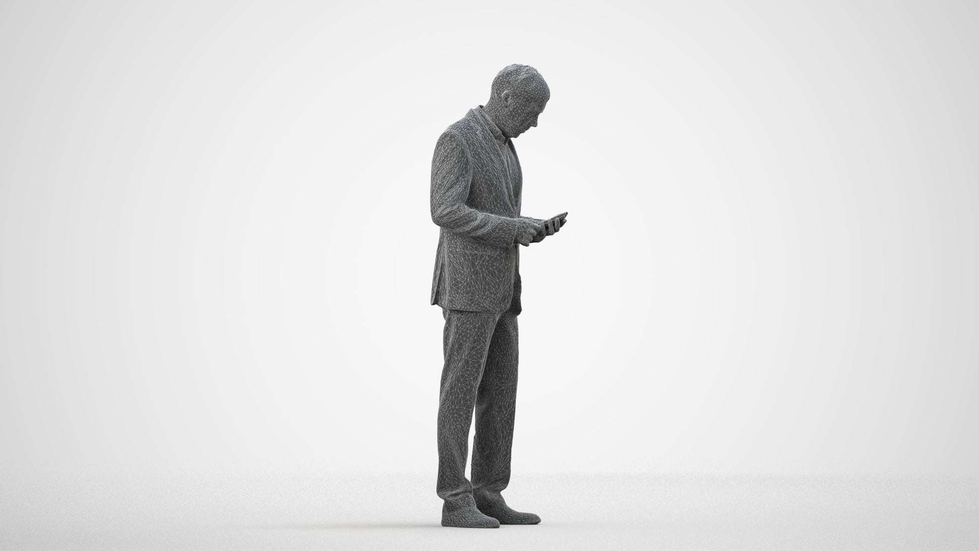scanned 3D man business, photogrammetry people for Enscape and V-Ray, wireframe side view