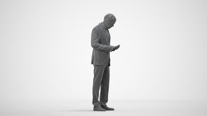 scanned 3D man business, photogrammetry people for Enscape and V-Ray, wireframe side view