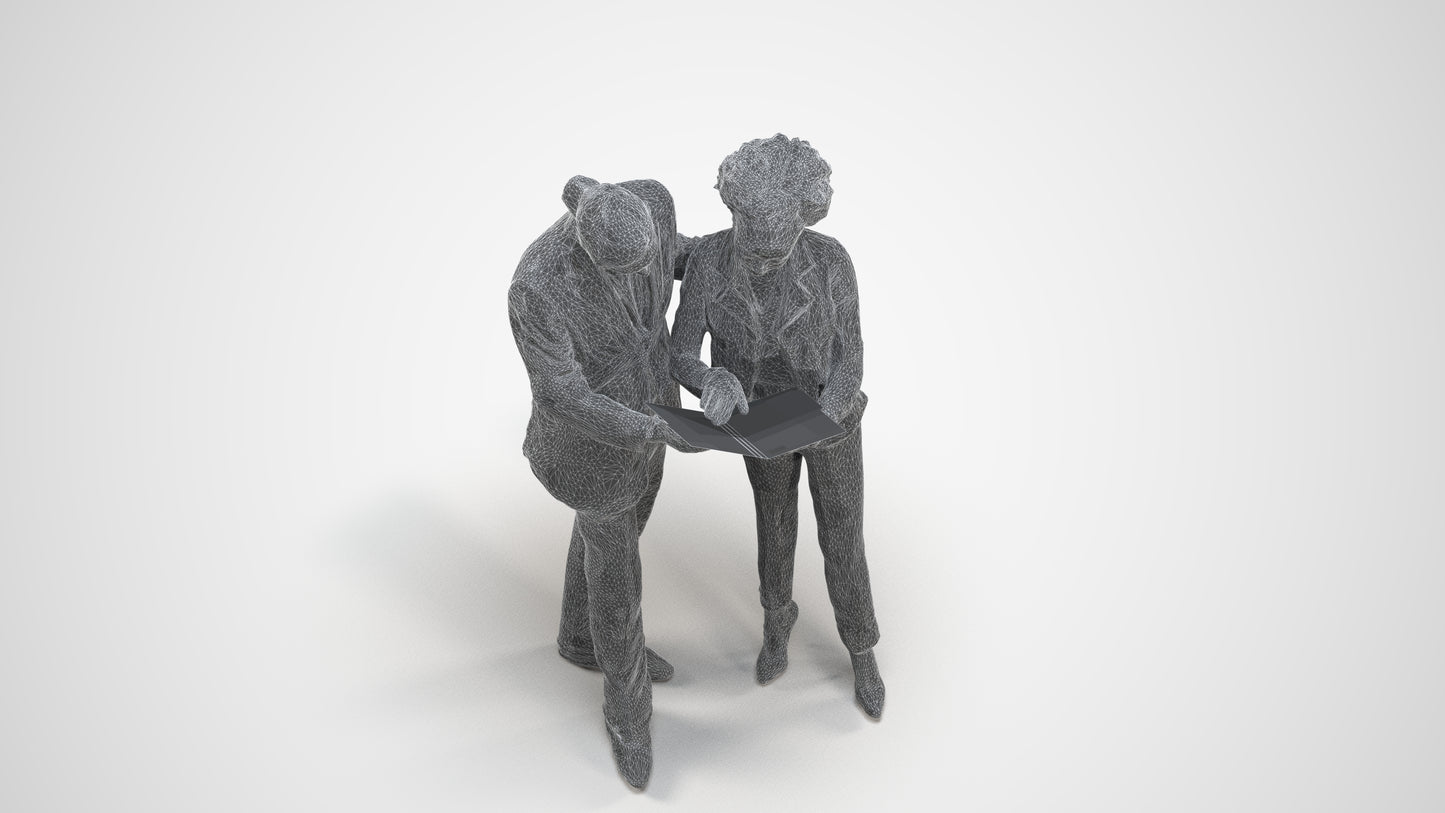 3D people model woman business, scanned human for 3ds Max rendering, wireframe three-quarter view