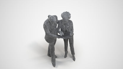 3D people model woman business, scanned human for 3ds Max rendering, wireframe three-quarter view
