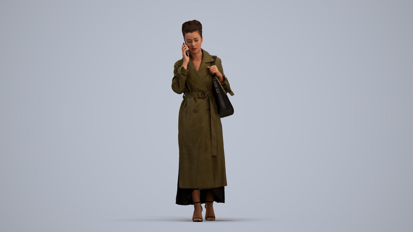 scanned 3D woman business standing, photogrammetry people for Enscape and V-Ray, standing pose render
