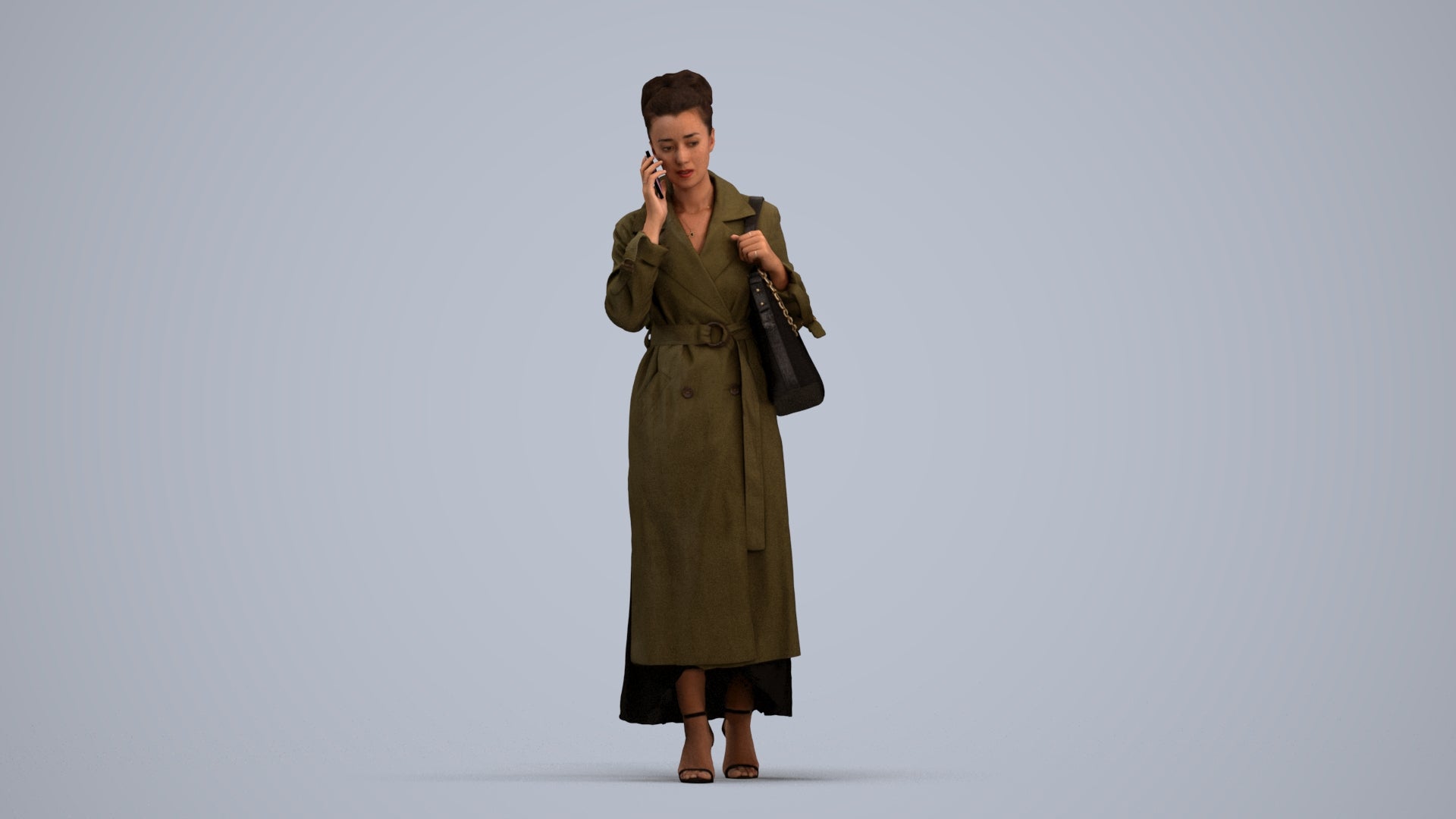 scanned 3D woman business standing, photogrammetry people for Enscape and V-Ray, standing pose render