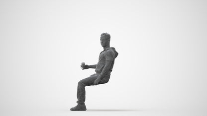 scanned 3D man casual sitting, photogrammetry people for Enscape and V-Ray, square thumbnail