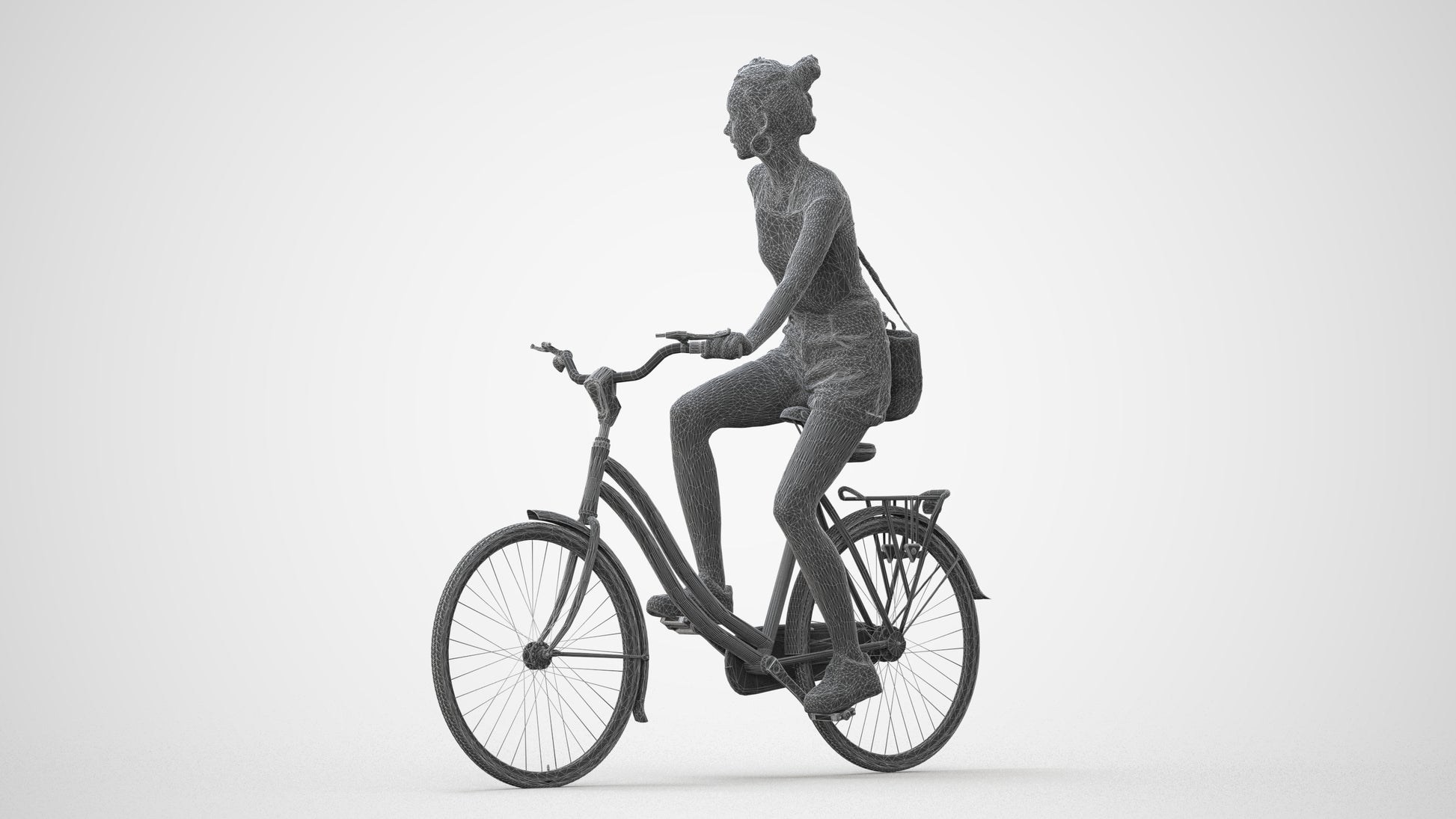 realistic 3D human woman casual cycling, archviz people FBX OBJ for Blender, square thumbnail