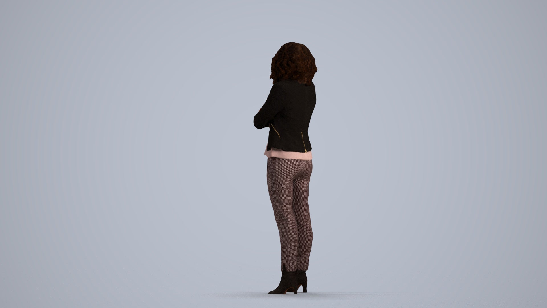 scanned 3D woman business standing, photogrammetry people for Enscape and V-Ray, front view render