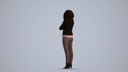 scanned 3D woman business standing, photogrammetry people for Enscape and V-Ray, front view render