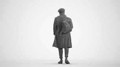 3D human model man casual walking, photogrammetry scanned person for archviz, wireframe front view