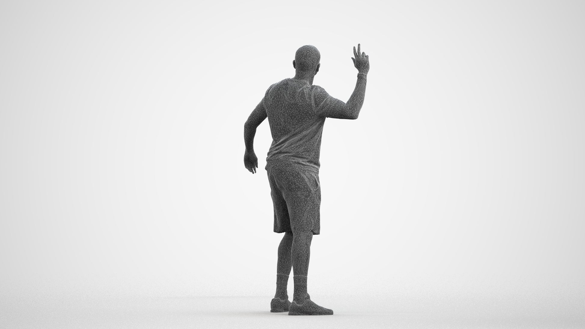 photogrammetry 3D man sport, realistic human model archviz FBX, wireframe front view