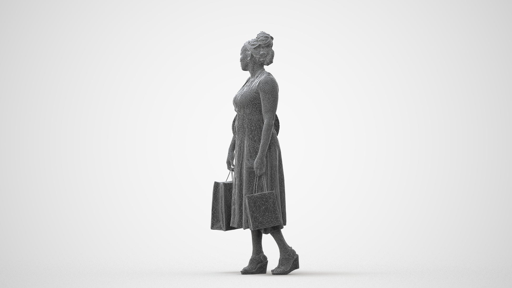 realistic 3D people woman casual shopping, render-ready for V-Ray and Corona, FBX OBJ, square thumbnail