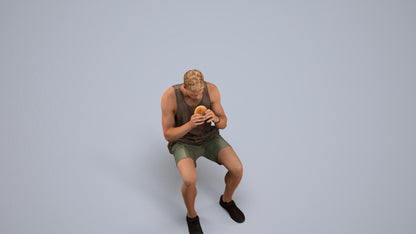 3D scanned man sitting casual, photorealistic archviz people for Enscape and SketchUp, back view render