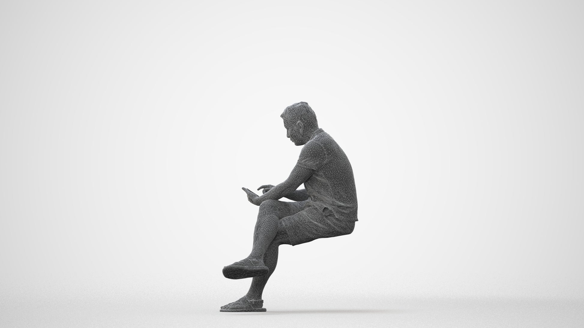 3D people model man casual sitting, scanned human for 3ds Max rendering, square thumbnail