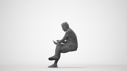 3D people model man casual sitting, scanned human for 3ds Max rendering, square thumbnail