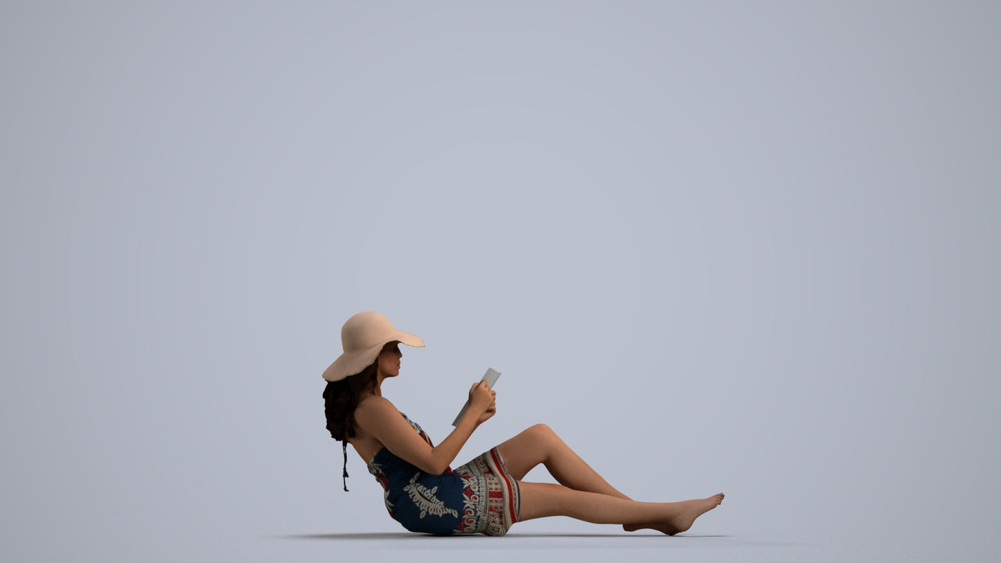 3D scanned woman pool, photorealistic archviz people for Enscape and SketchUp, front view render