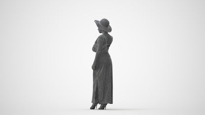 3D human model woman casual standing, photogrammetry scanned person for archviz, square thumbnail