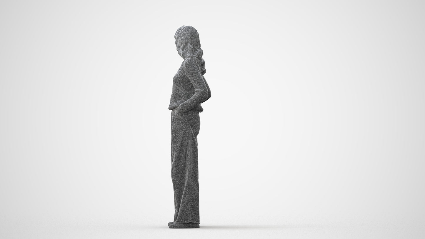 scanned 3D woman casual standing, photogrammetry people for Enscape and V-Ray, square thumbnail