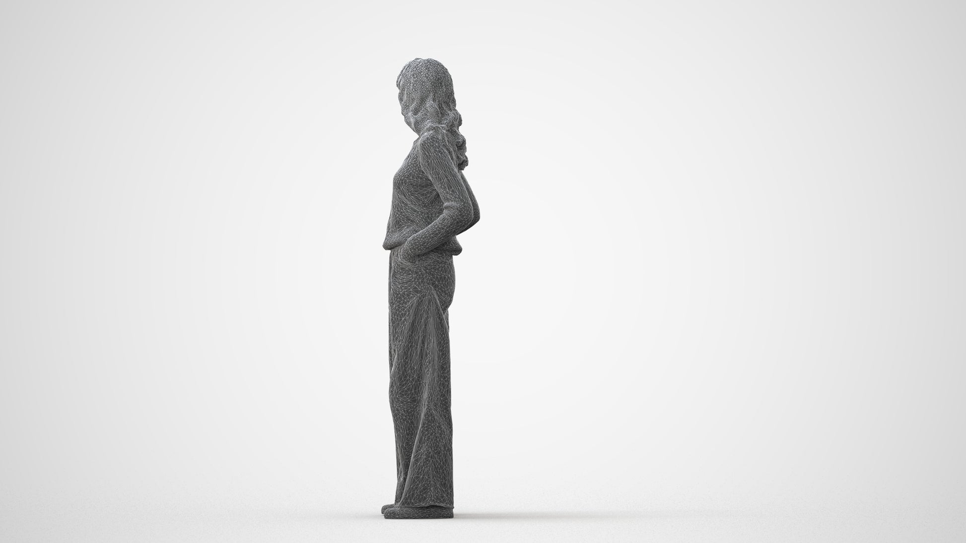 scanned 3D woman casual standing, photogrammetry people for Enscape and V-Ray, square thumbnail