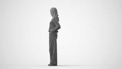 scanned 3D woman casual standing, photogrammetry people for Enscape and V-Ray, square thumbnail