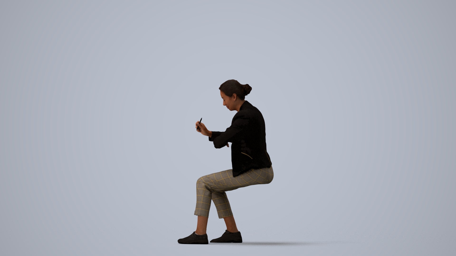realistic 3D people woman business, render-ready for V-Ray and Corona, FBX OBJ, three-quarter view render