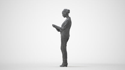 realistic 3D human woman business standing, archviz people FBX OBJ for Blender, square thumbnail