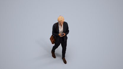 3D people model woman business walking, scanned human for 3ds Max rendering, back view render