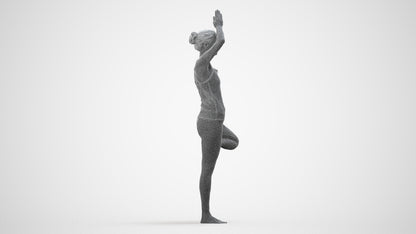 realistic 3D human woman sport, archviz people FBX OBJ for Blender, wireframe side view