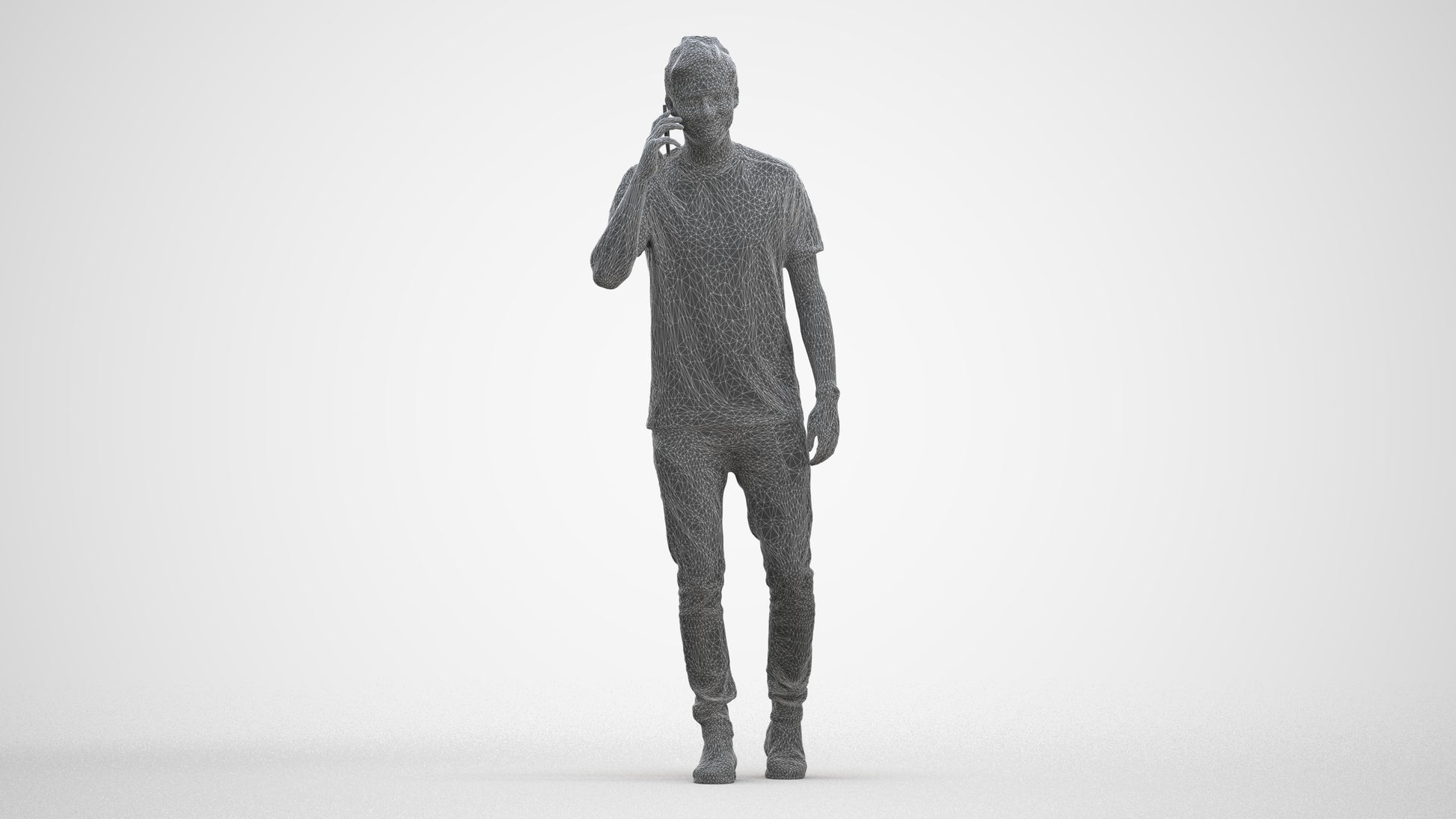 scanned 3D man casual walking, photogrammetry people for Enscape and V-Ray, three-quarter front view render