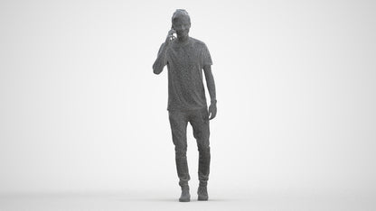 scanned 3D man casual walking, photogrammetry people for Enscape and V-Ray, three-quarter front view render