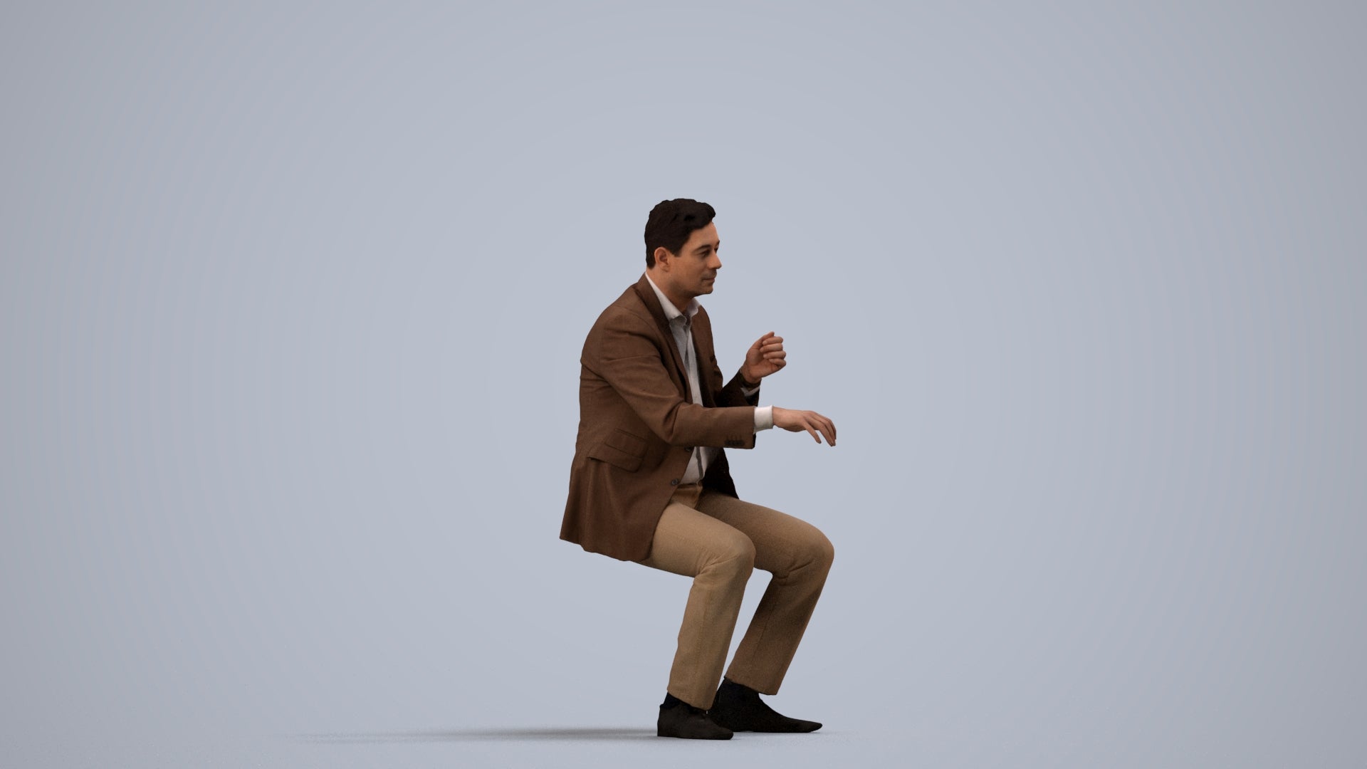 3D scanned man business, photorealistic archviz people for Enscape and SketchUp, side view render