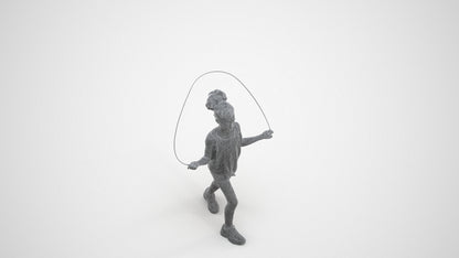 scanned 3D girl sport kids, photogrammetry people for Enscape and V-Ray, wireframe three-quarter view