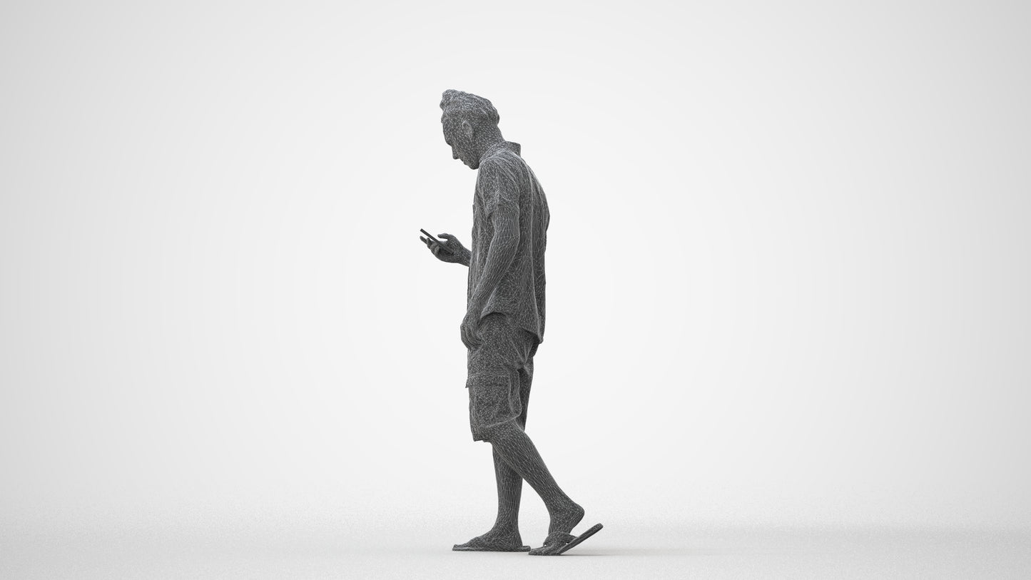 3D scanned man walking casual, photorealistic archviz people for Enscape and SketchUp, square thumbnail