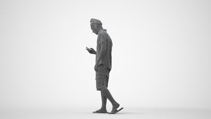 3D scanned man walking casual, photorealistic archviz people for Enscape and SketchUp, square thumbnail