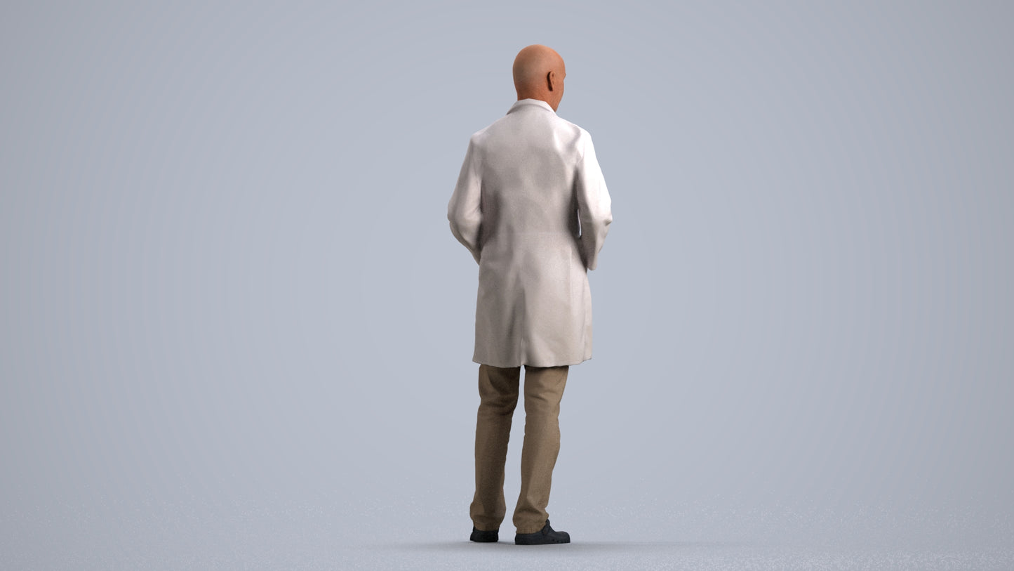 scanned 3D senior man medical, photogrammetry people for Enscape and V-Ray, front view render