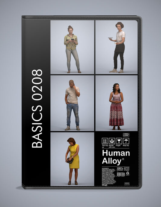 realistic 3D humans standing pack, 5 archviz people FBX OBJ for Blender