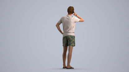 3D human model man casual standing, photogrammetry scanned person for archviz, front view render