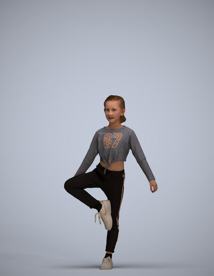scanned 3D girl sport kids, photogrammetry people for Enscape and V-Ray