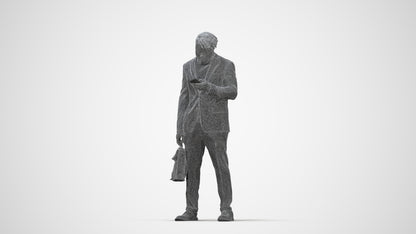 photogrammetry 3D man business standing, realistic human model archviz FBX, wireframe back view