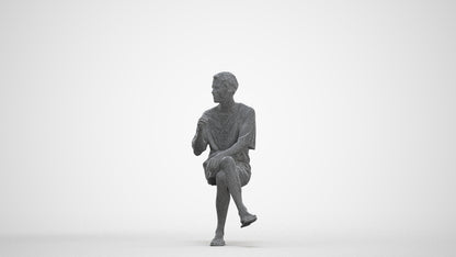 realistic 3D man casual sitting, scanned archviz people for Blender and 3ds Max, three-quarter front view render