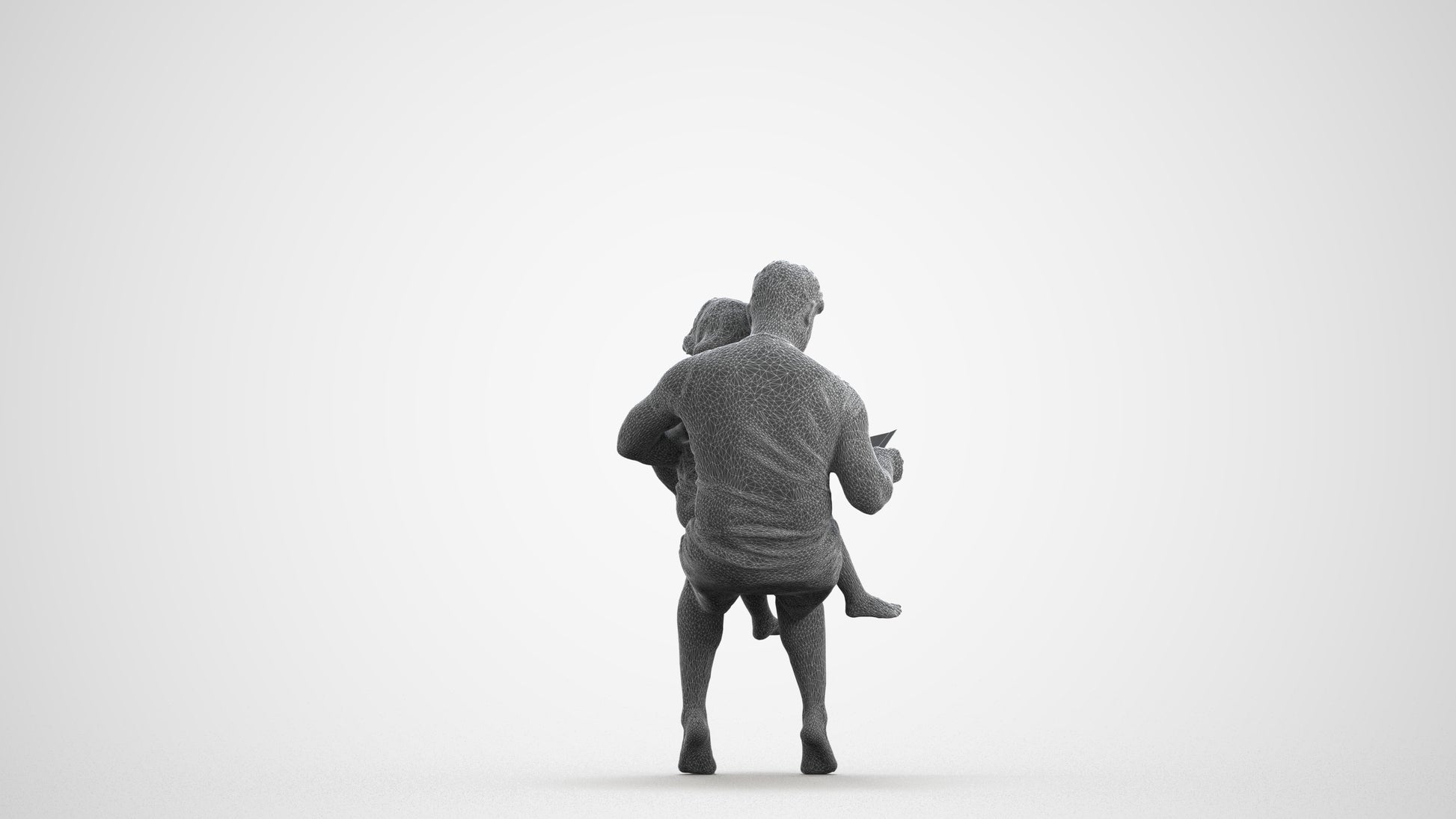 realistic 3D people woman casual kids, render-ready for V-Ray and Corona, FBX OBJ, wireframe front view