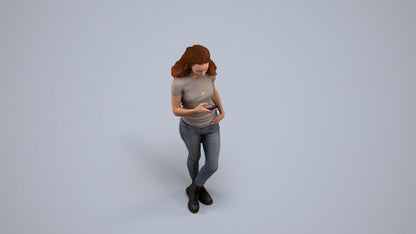 photogrammetry 3D woman casual standing, realistic human model archviz FBX, back view render