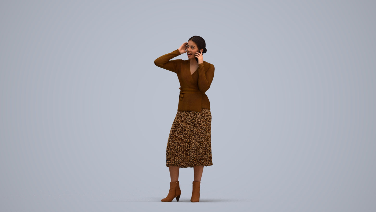 3D people model woman casual standing, scanned human for 3ds Max rendering, standing pose render