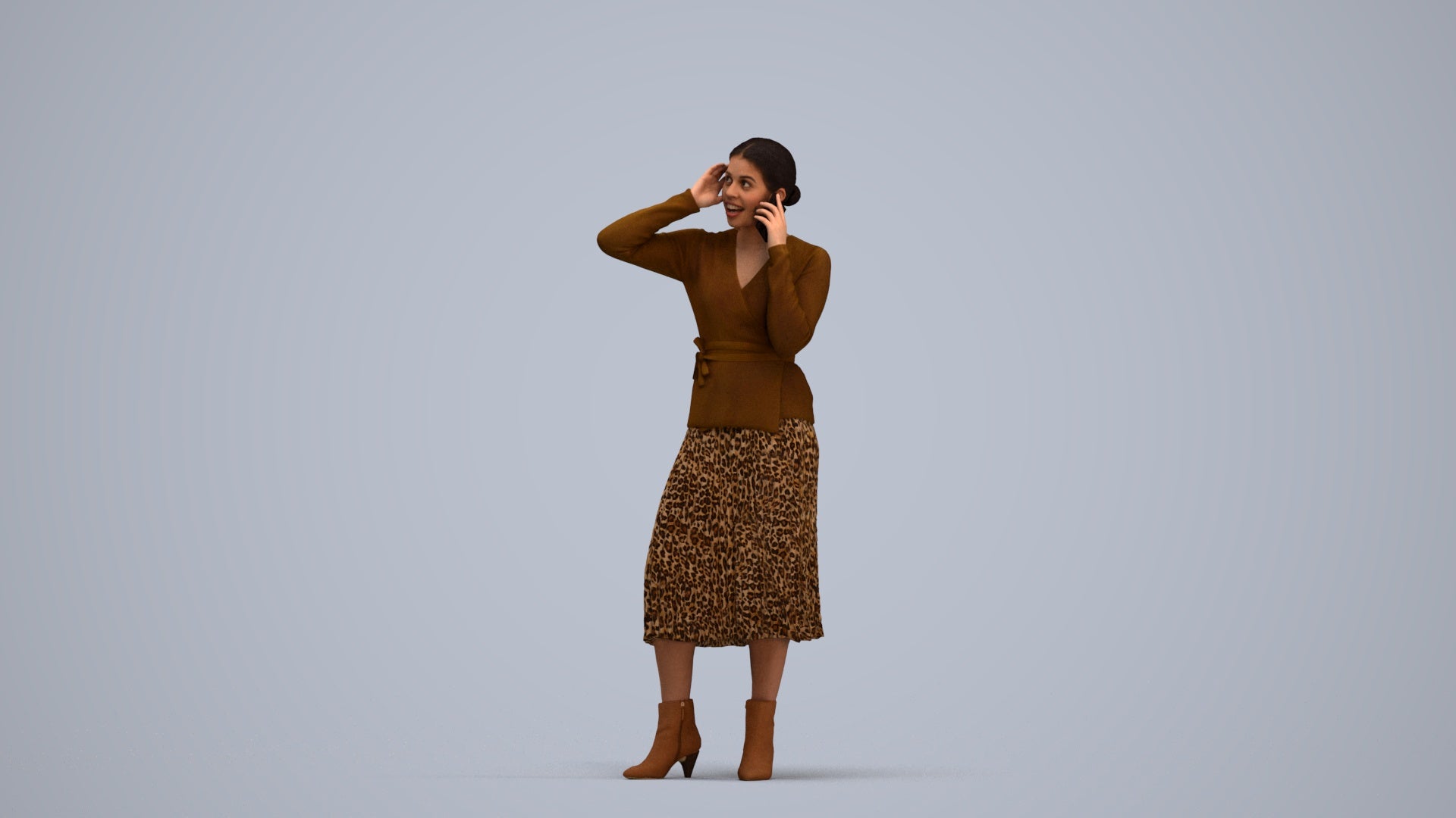 3D people model woman casual standing, scanned human for 3ds Max rendering, standing pose render